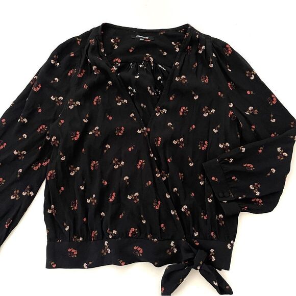 MADEWELL Women Wrap Size XXS Top Black/ Floral - Picture 2 of 7